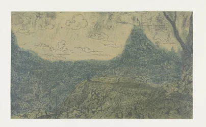 Berglandschaft mit einem Kamm, Erste Version