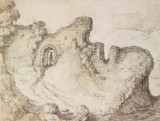 Berglandschaft mit Ruinen