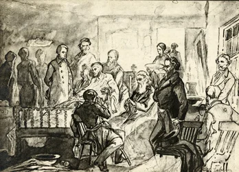 Abraham Lincoln auf seinem Sterbebett, ca. 1865