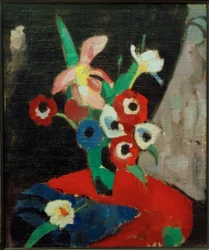 Blumenstillleben auf schwarzem Grund II
