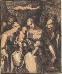 Die Heilige Familie mit Heiligen