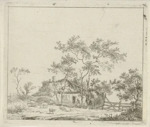 Bauernhof mit vier Schafen