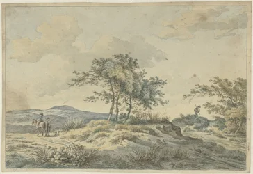 Landschaft mit Reiter und Fußgänger