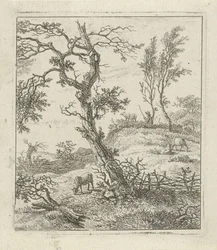 Landschaft mit Schäfer auf Hügel
