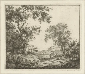 Landschaft mit Zeichner und Spaziergänger