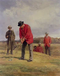 George Glennie puttet in Blackheath mit Putting Cleek, 1881