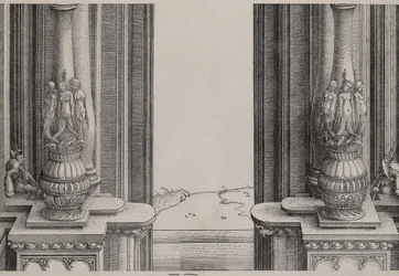 Der mittlere Abschnitt des Eingangs zum zentralen Portal, die Säulen dekoriert mit Sirenen ..., 1515