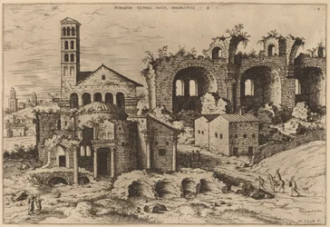 Der Tempel des Augustus und der Faustina, der Tempel des Divus Romulus und die Basilika von Konstantin