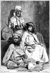 Arabischer Bettler, Biskra und El-kantra Frauen