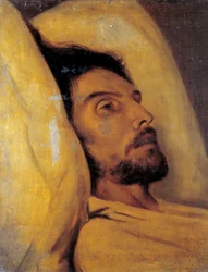 Porträt des Journalisten Armand Carrel auf seinem Sterbebett