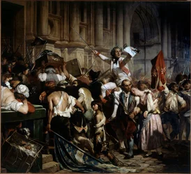 Französische Revolution: „Die Eroberer der Bastille vor dem Hôtel de Ville in Paris im Jahr 1789“, 1839