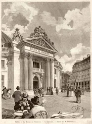 Die Börse in Paris im Jahr 1889. Zeichnung von M. Berteault