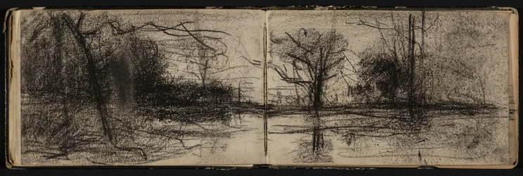 Landschaft mit Teich (Seite aus einem Skizzenbuch)