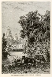 Der Rauch bildete sich in spiralförmige Säulen, aus In 80 Tagen um die Welt von Jules Verne, 1873