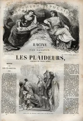 Les Plaideurs (1668) Komödie in drei Akten - Gravur in „Werke von Jean Racine“ illustriert von Pauquet und mit einer Notiz von Emile de La Bédollière - 1851