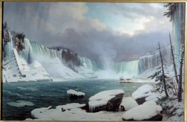 Der große Niagara-Wasserfall, Wintereffekt. Ansicht der Niagarafälle