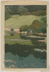 Seerosen im Botanischen Garten, aus der Serie Zwölf Szenen von Tokio, Taisho-Ära