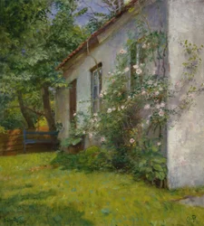 Haus mit Rosenstrauch, Sandø