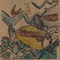 Fischdesign für einen Keramikteller, ca. 1930-1939