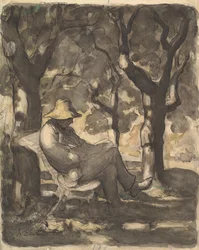 Ein Mann liest in einem Garten, 1825-79