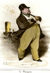 Karikatur eines Bankiers. Zeichnung von Honoré Daumier (1808-1879) aus 