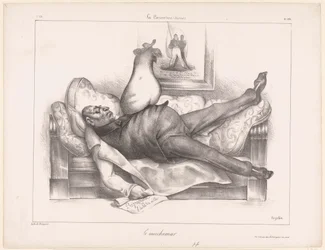 Karikatur von Gilbert du Motier, Marquis de La Fayette, während eines Albtraums