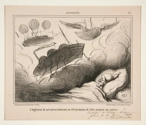 Der Ingenieur der Leviathan findet im Traum ein Mittel, sein Schiff voranzubringen. Tafel 478 aus der Serie „Aktualitäten“, aus der Zeitschrift La Charivari