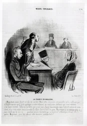 Ehe: Klage wegen Ehebruchs. Illustration von Honore Daumier (1808-1879), veröffentlicht in den Nachrichten in „Charivari“, datiert 20. November 1840