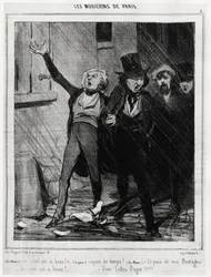 Musiker von Paris: „Die Sonne ist so schön!... Schlechtes Wetter!... Und dann aus der Bretagne, der Himmel ist so schön!... Vive Loisa Puget“ (1810-1889, Komponistin von Romanzenmusik). Illustration von Honore Daumier (1808-1879), veröffentlicht in den Nac