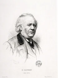 Porträt von Honore Daumier (1808-1879), französischer Graveur, Maler und Bildhauer. Massard-Gravur. Dim: 15x11,5cm. Arbaud Museum.