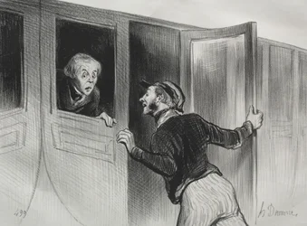 Die Eisenbahnen, Platte 11: Die Gefahr des Schlafens auf einer Reise, 1843