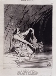Die Taufe des Achilles - in „Charivari“ um 1840 - Honoré Daumier