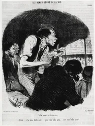Die schönen Tage des Lebens: am Tor von Saint Martin, Christi... ist ein schöner Akt... für einen schönen Akt... es ist ein schöner Akt. Illustration von Honore Daumier (1808-1879), veröffentlicht in den Nachrichten, „Charivari“, datiert 6. Februar 1846