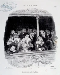 Der fünfte Akt hat die Gaite. Gesichtsausdrücke des Publikums während der Vorstellung (Langeweile, Müdigkeit, Desinteresse) Karikatur von Honoré Daumier (1808-1879). 19. Jahrhundert Paris, Musée Carnavalet