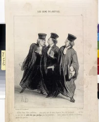 Die Leute der Gerechtigkeit. Karikatur von Honore Daumier (1808-1879), 37,5x28. Auszug aus der Zeitung Le Charivari, Musée des Beaux Arts, Palais Longchamp, Marseille