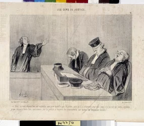 Die Leute der Justiz. Karikatur von Honore Daumier, aus der Zeitung Le Charivari