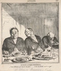 Ein Gast bei einem Hippophagen-Dinner: Darf ich Ihnen noch etwas anbieten? Es ist ausgezeichnet, nicht wahr?