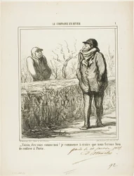 „Hallo, Nachbar, geht es Ihnen wie mir? Ich beginne zu glauben, wir täten gut daran, nach Paris zurückzukehren“, Tafel 1 aus La Campagne En Hiver