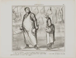 - Herr Metzger, ich wünsche Ihnen ein frohes und gesundes neues Jahr... - Was? Das wird ein schönes Jahr, dieses 1858... jeder Lebensmittelhändler um die Ecke wird mein Hammelfleisch verkaufen können!...