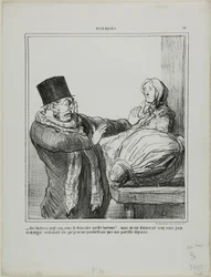 „- Austern für 25 Sous das Dutzend, schrecklich!... Selbst wenn Sie mir 100 Sous geben würden, um ein halbes Dutzend zu essen, würde ich mir einen solchen Aufwand nicht erlauben,“ Platte 18 aus Actualités