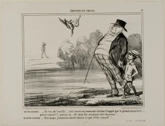 Herr Prudhomme: "Da bist du wieder, mein Sohn... ein weiteres unschuldiges Opfer des mörderischen Bleis... arme kleine Ente... bete darum, dass du niemals Jäger wirst, mein Sohn!" Der junge Adolph: "Aber Papa, ich wäre doch lieber ein Jäger als eine tote