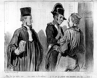 Ein Anwalt und sein Klient von Daumier - in „Charivari“ vom 21.09.1845