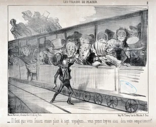 Werk von Honore Daumier (1808-1879). Charivari stammt aus dem Jahr 1852: Serie LES TRAINS DE PLEASURE - Sie müssen Platz für sieben Passagiere machen... Sie sind zu bequem in Ihrem Abteil! MUSEUM DER SCHÖNEN KÜNSTE - PALAST LONGCHAMP, MARSEILLE