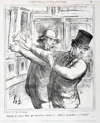 Werk von Honore Daumier (1808-1879). Charivari stammt aus dem Jahr 1865: Serie Skizzen aus dem Salon „-Seien wir nicht so bürgerlich... bewundern Sie zumindest diesen Courbet! „MUSEUM DER SCHÖNEN KÜNSTE - PALAST LONGCHAMP, MARSEILLE