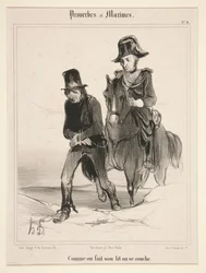 Wie man sich bettet, so liegt man, Tafel 4 aus „Sprichwörter und Maximen“