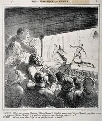 Dramaskizze: „Er war Ihr Liebhaber, Madame...“ (Gravur von Honore Daumier in „Le Charivari“)