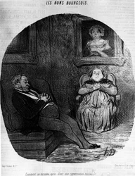 Les Bons Bourgeois: schlafendes Paar - von Daumier, in 