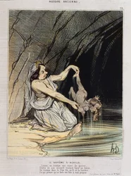 Die Taufe des Achilles in „Charivari“ um 1840 - Honore Daumier