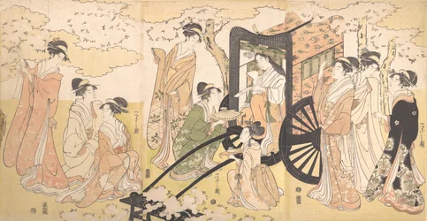 Ein Kirschblütenausflug einer edlen Dame und ihrer Begleiter, ca. 1797