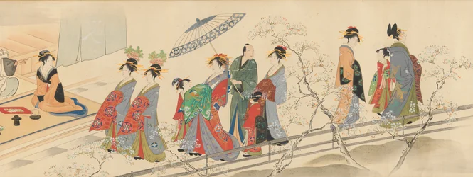 Drei Götter des Glücks besuchen das Yoshiwara..., frühes 19. Jahrhundert